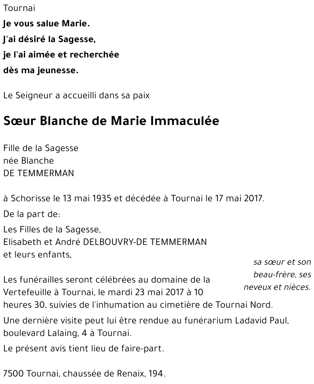 Blanche DE TEMMERMAN