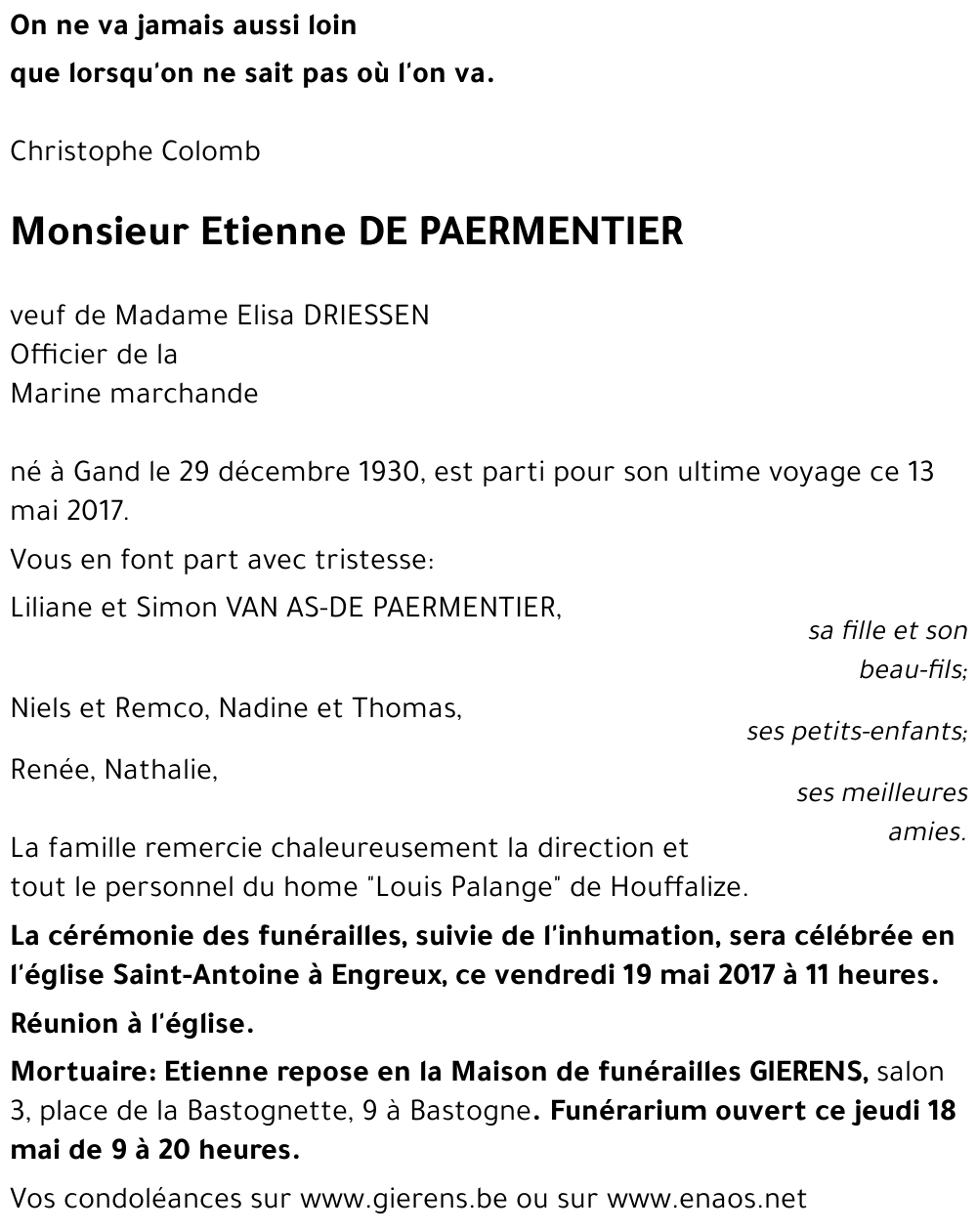 Etienne DE PAERMENTIER