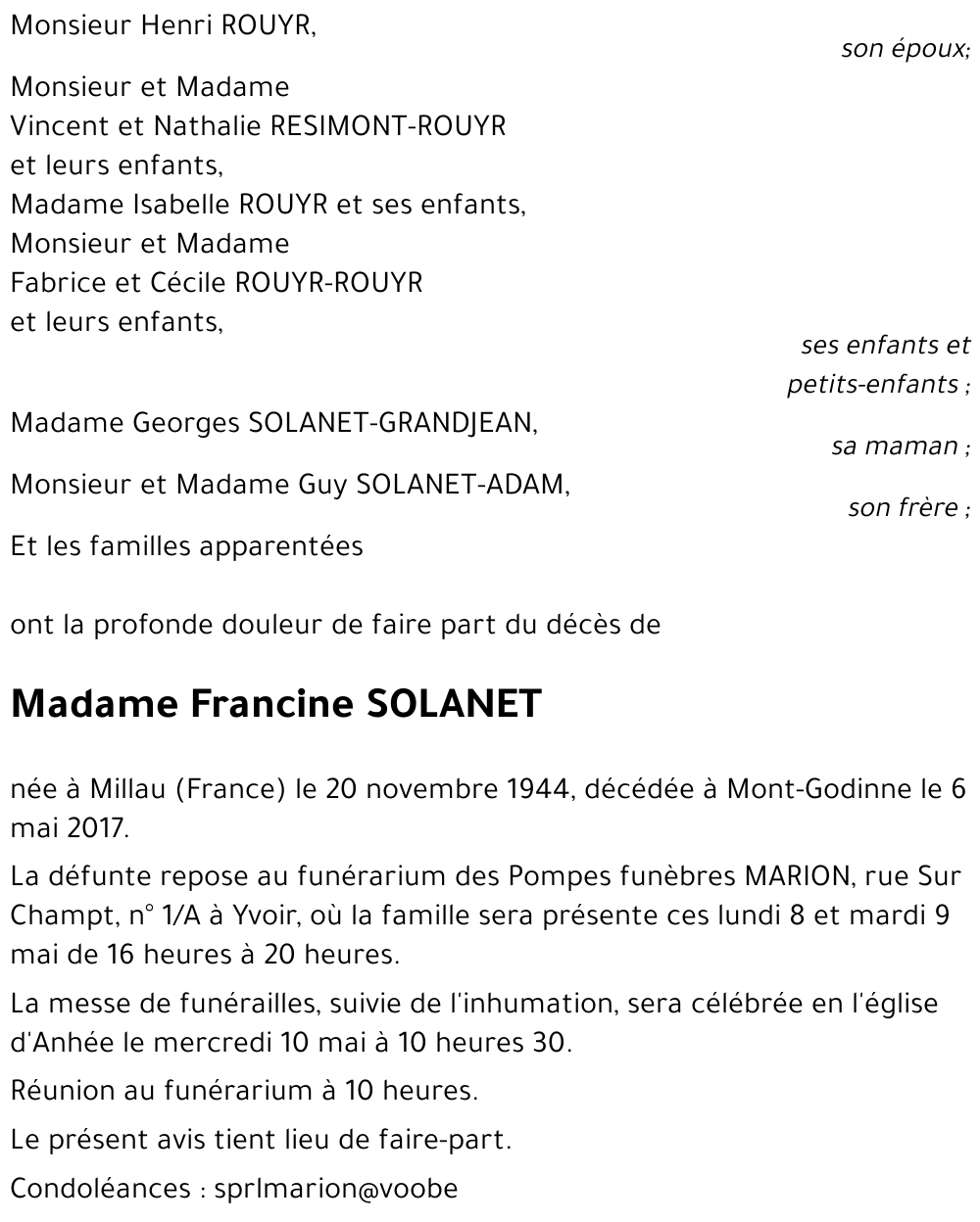 Francine SOLANET