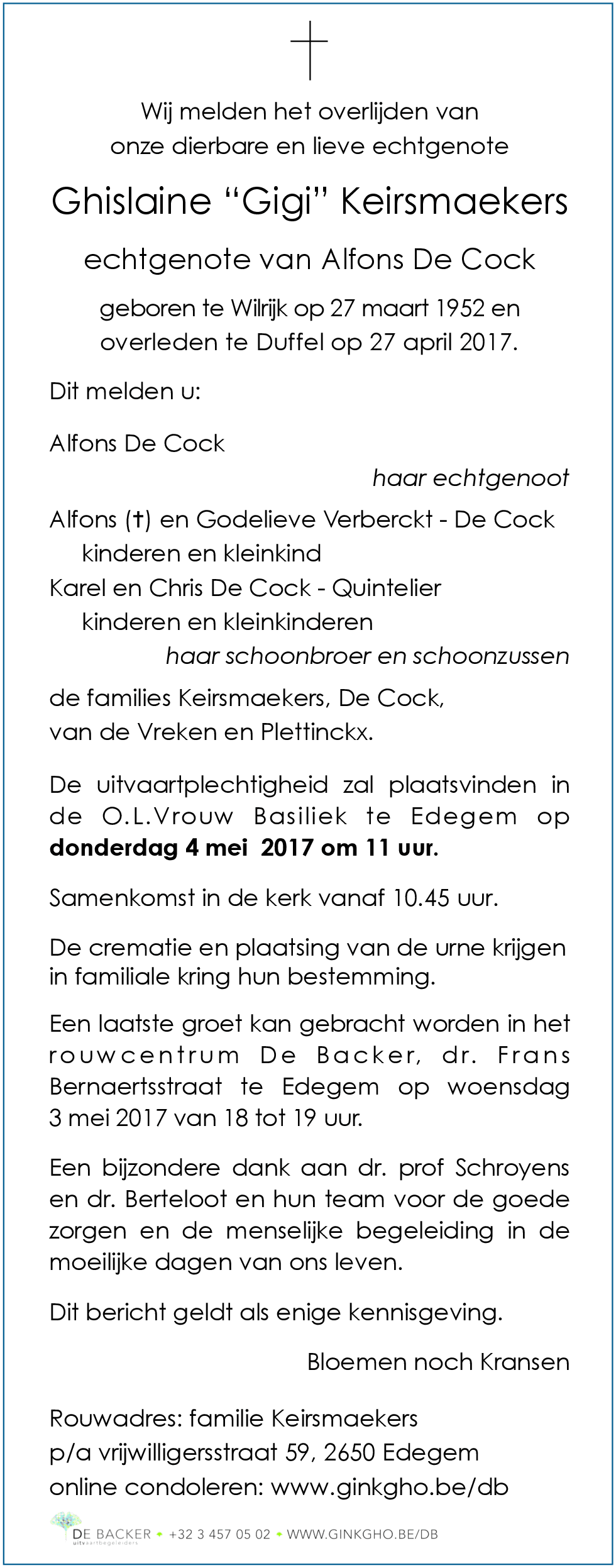 Ghislaine Leonia Keirsmaeker