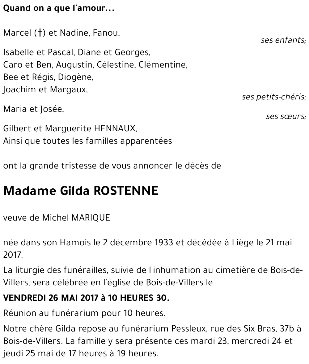 Gilda ROSTENNE - MARIQUE(+)