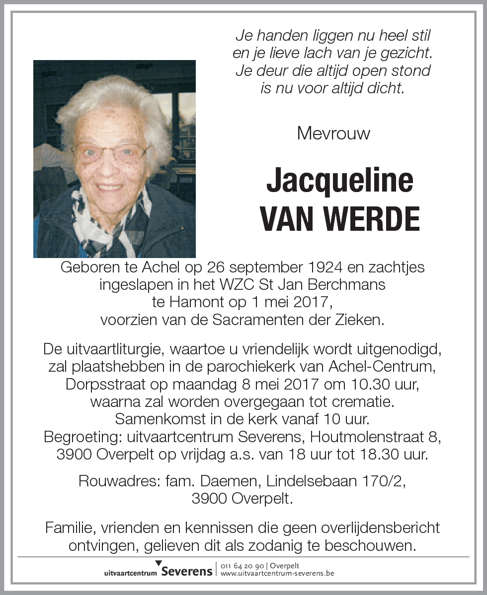 Jacqueline Van Werde