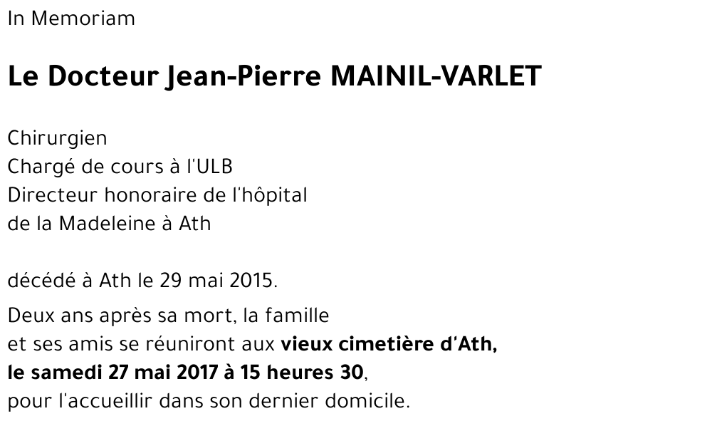 Jean-Pierre MAINIL-VARLET