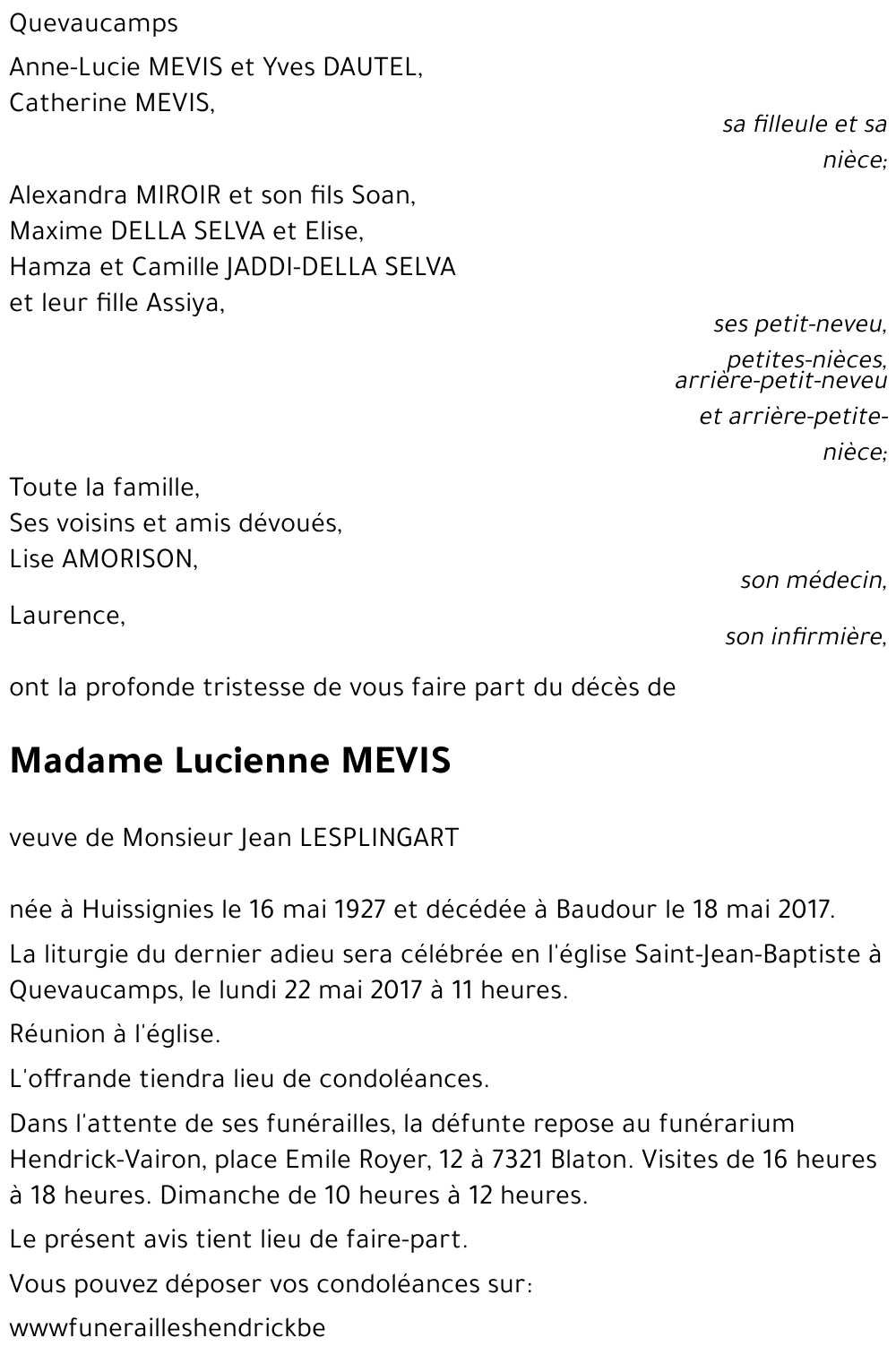 Lucienne MEVIS