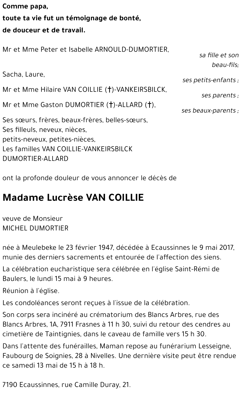 Lucrèse VAN COILLIE