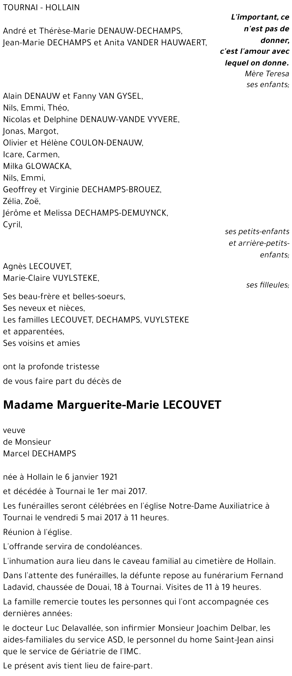 Marguerite-Marie LECOUVET