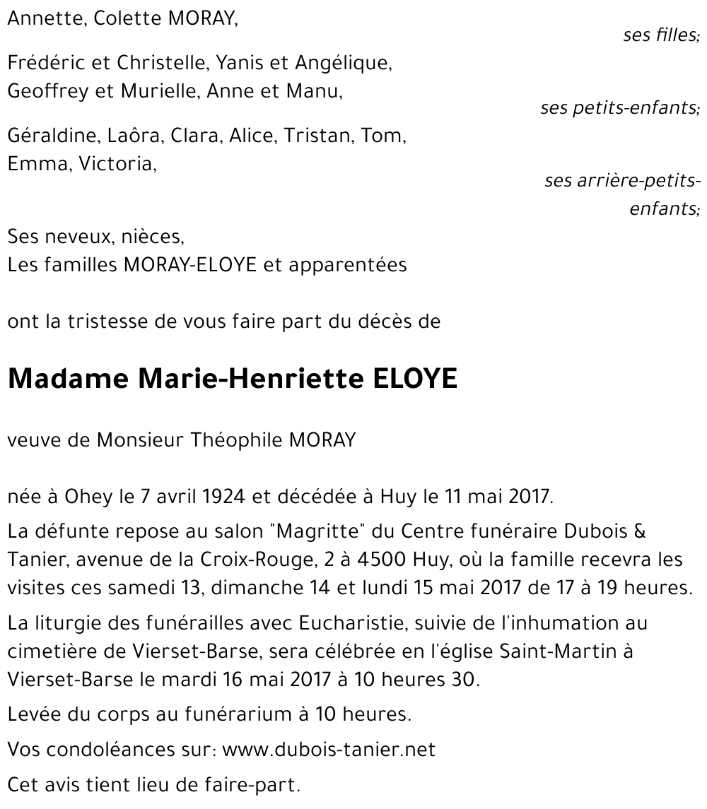 Marie-Henriette ELOYE