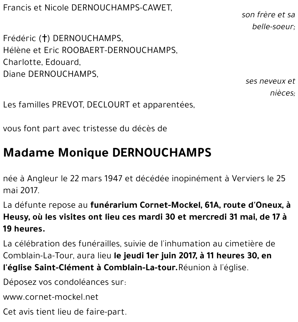 Monqiue DERNOUCHAMPS