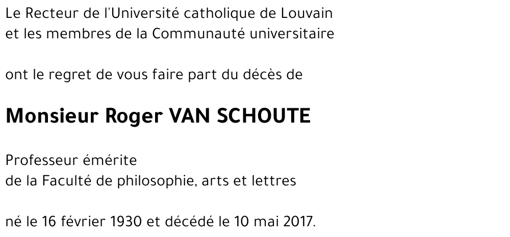 Roger VAN SCHOUTE
