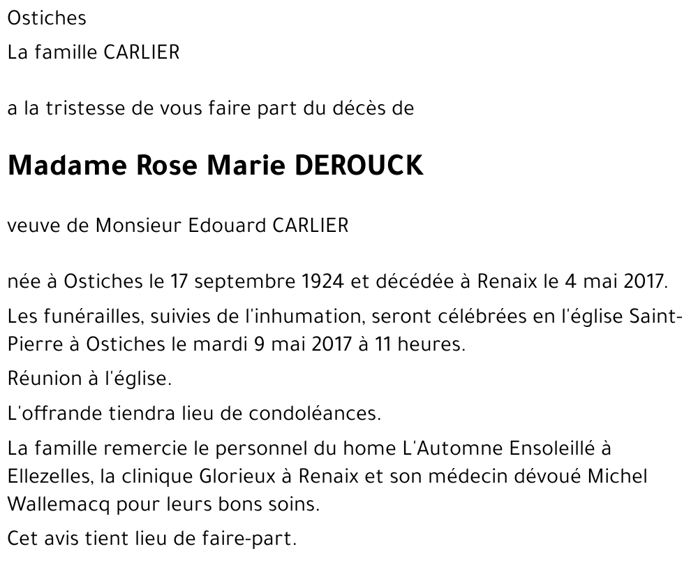 Rose Marie DEROUCK