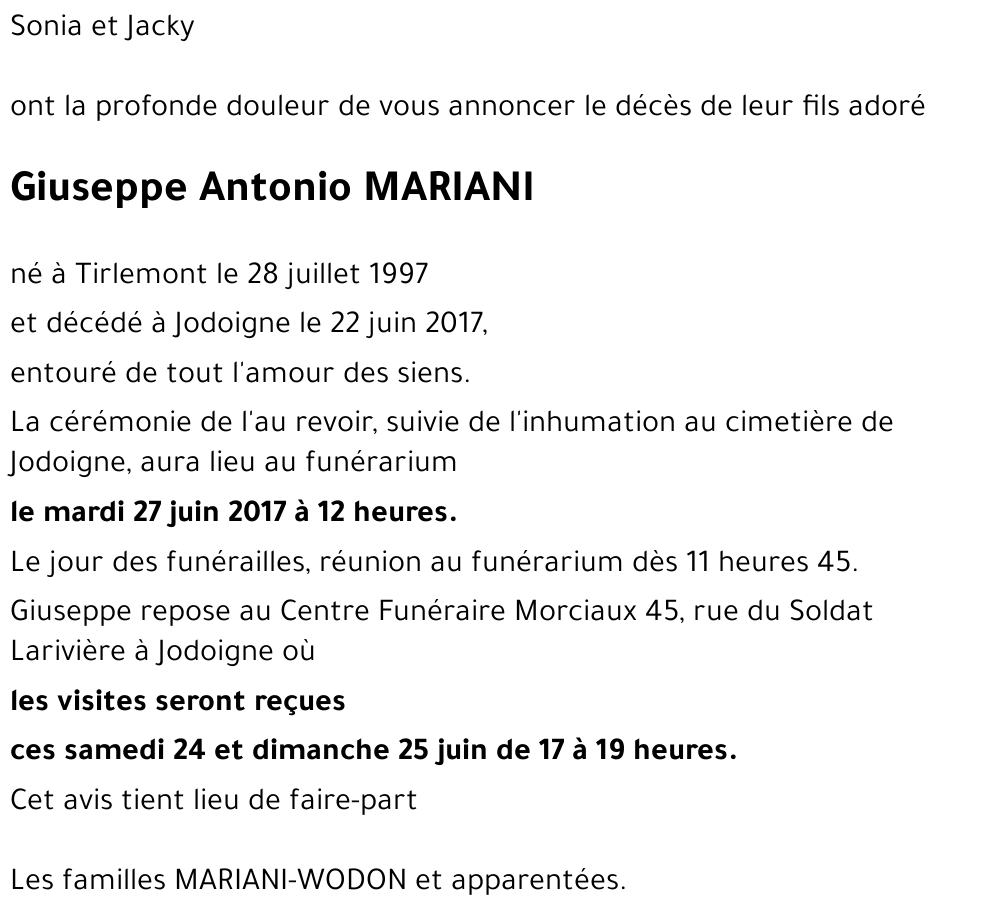 Giuseppe Antonio MARIANI