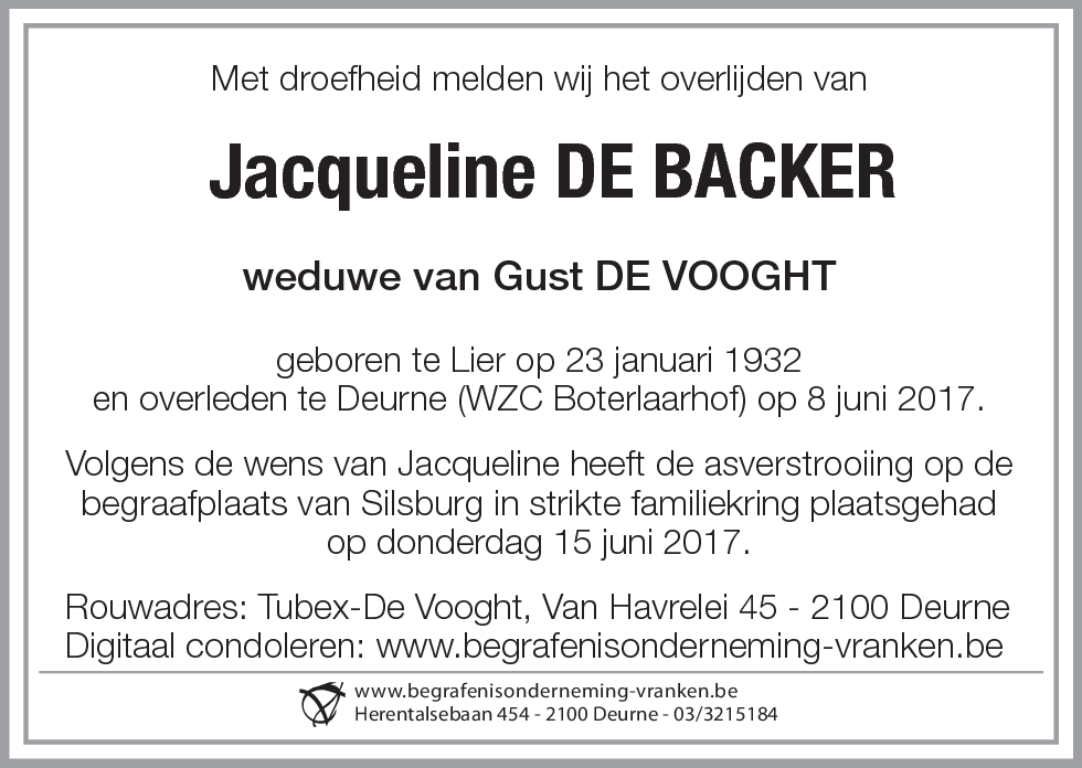 Jacqueline De Backer