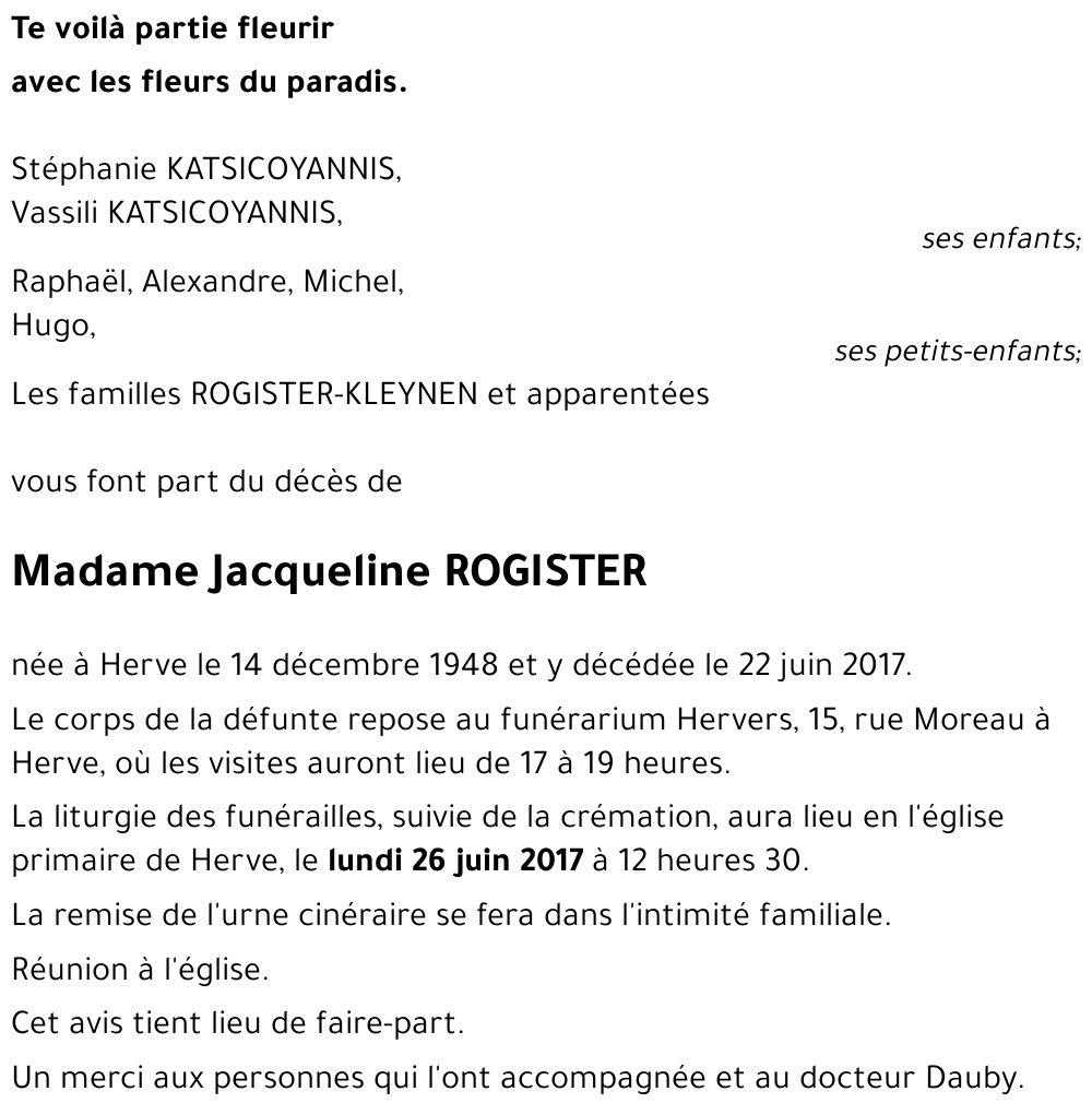 Jacqueline ROGISTER