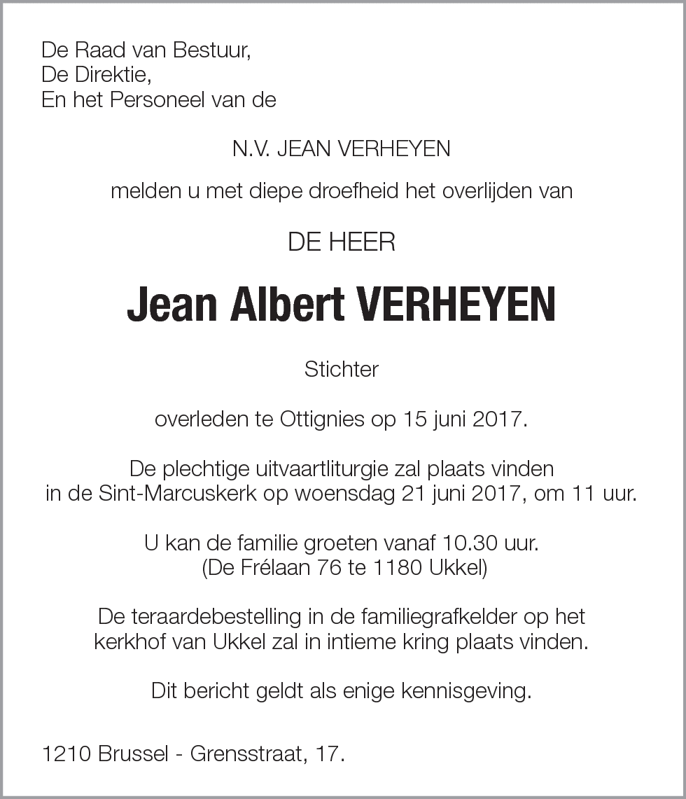 Jean Albert VERHEYEN