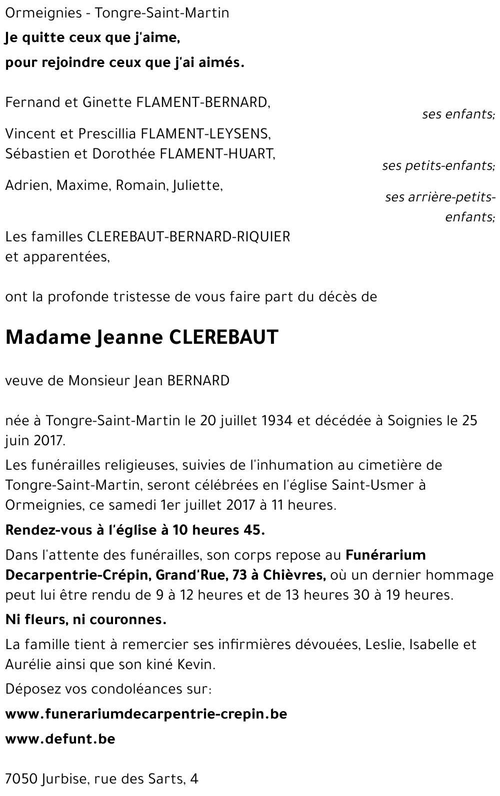 Jeanne CLEREBAUT
