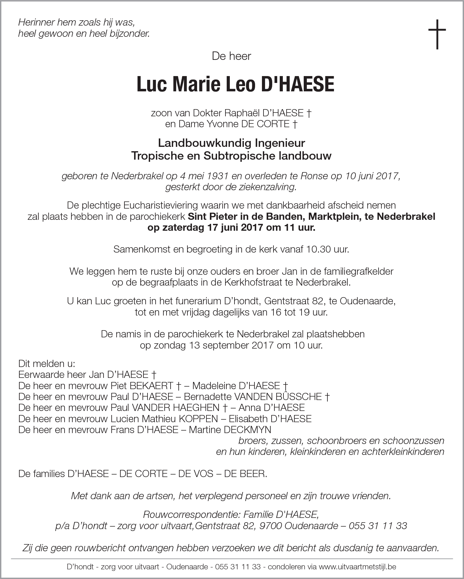 Luc Marie Leo D'HAESE