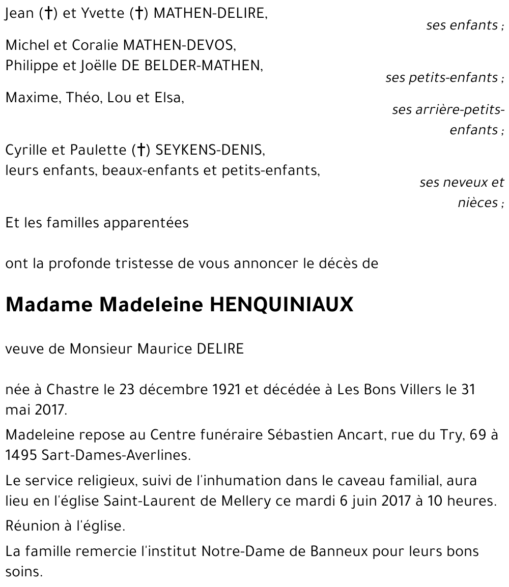 Madeleine HENQUINIAUX