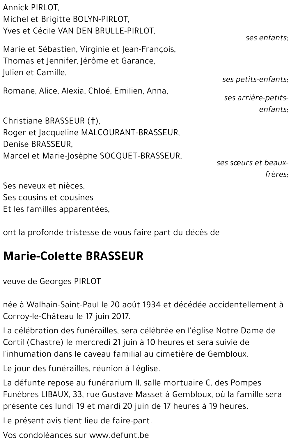 Marie-Colette BRASSEUR