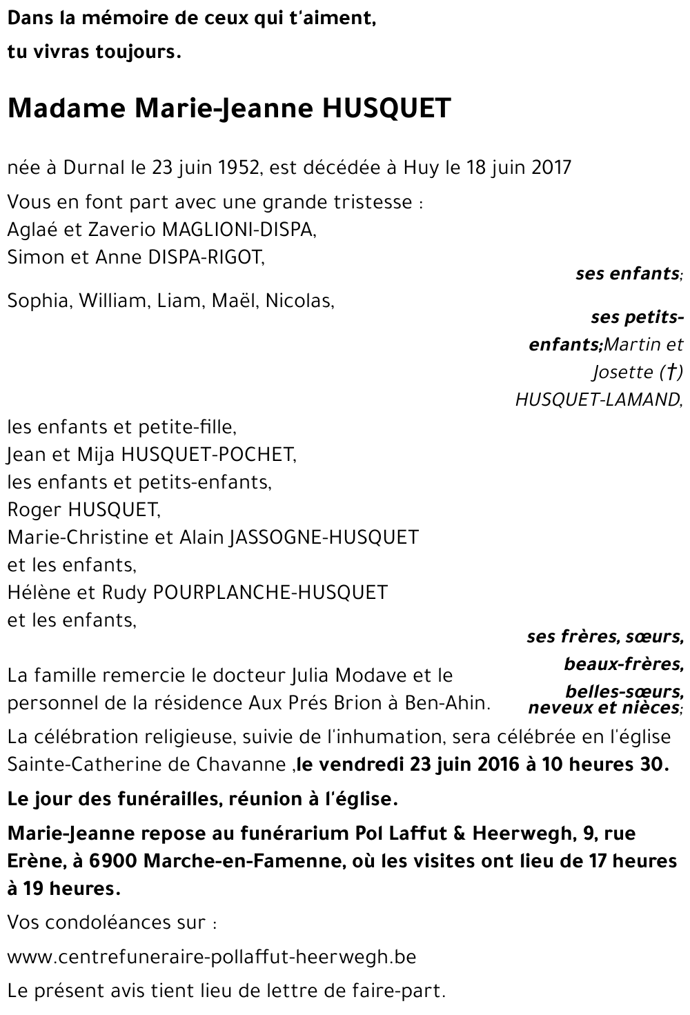 Marie-Jeanne HUSQUET