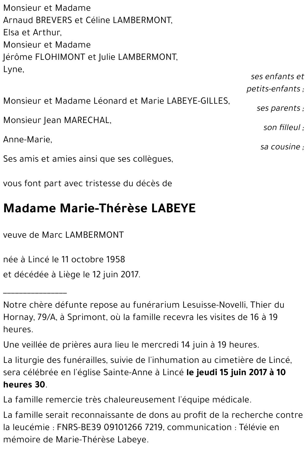Marie-Thérèse LABEYE