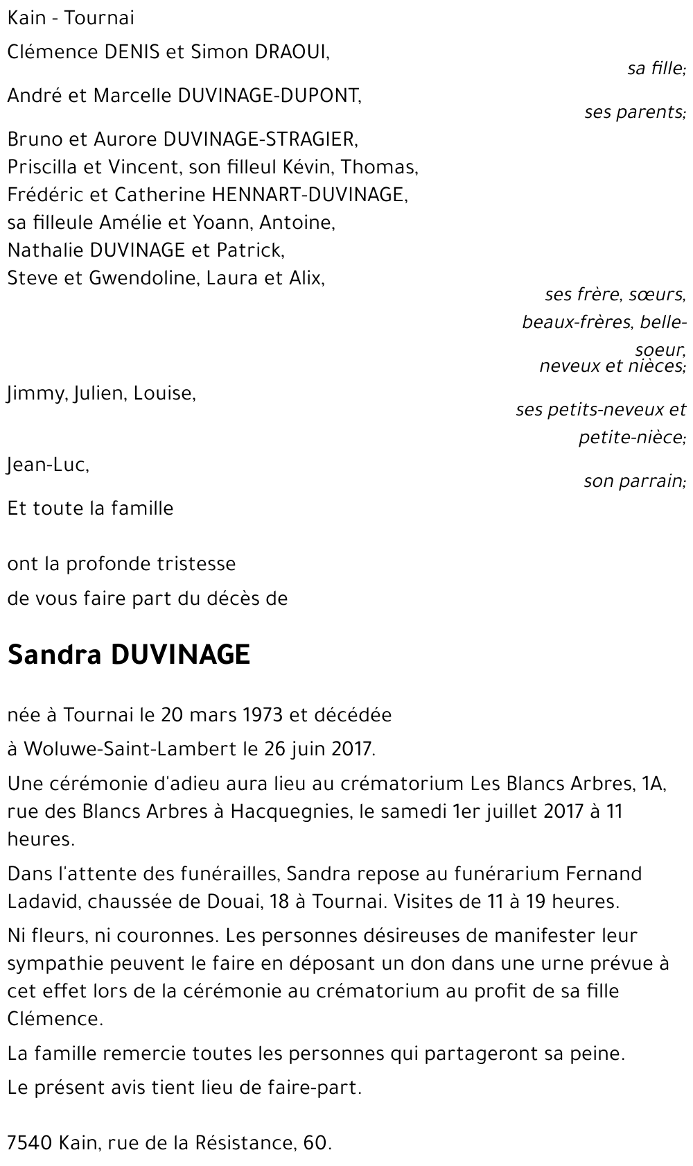 Sandra DUVINAGE