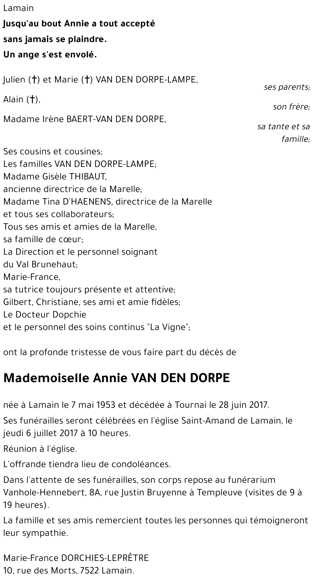 Annie VAN DEN DORPE