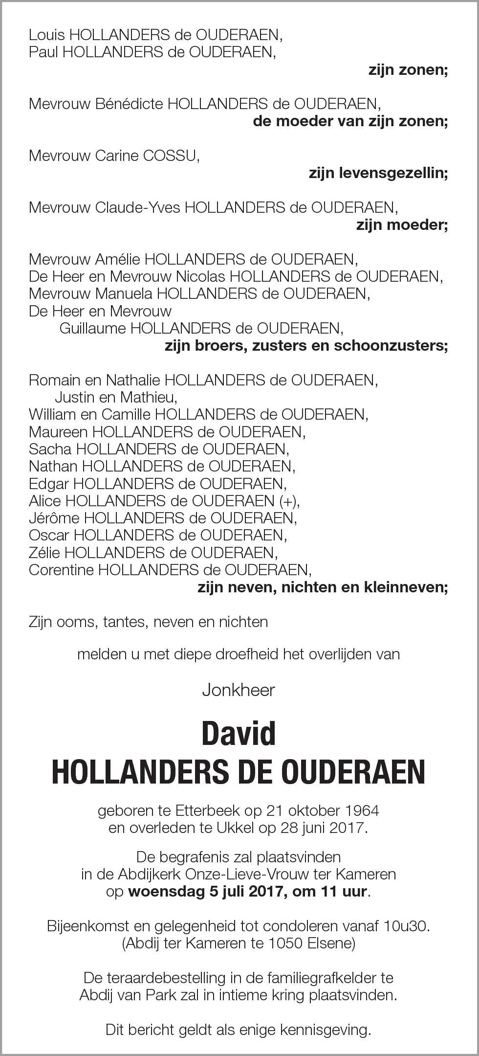 David HOLLANDERS de OUDERAEN