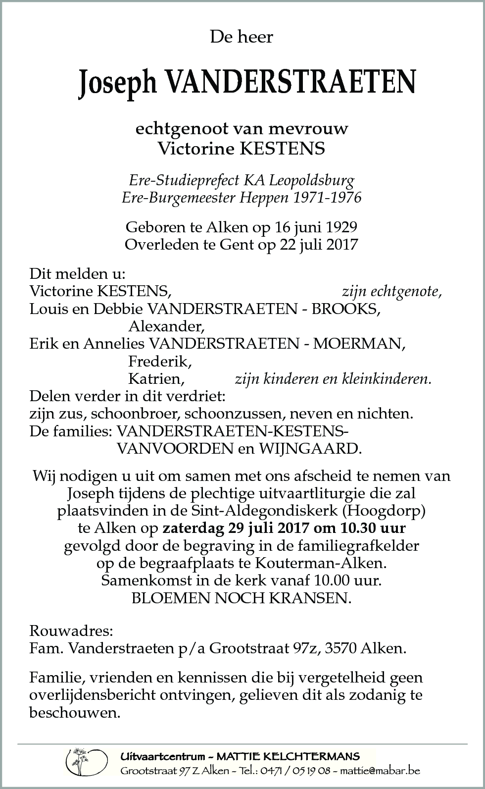 Joseph VANDERSTRAETEN