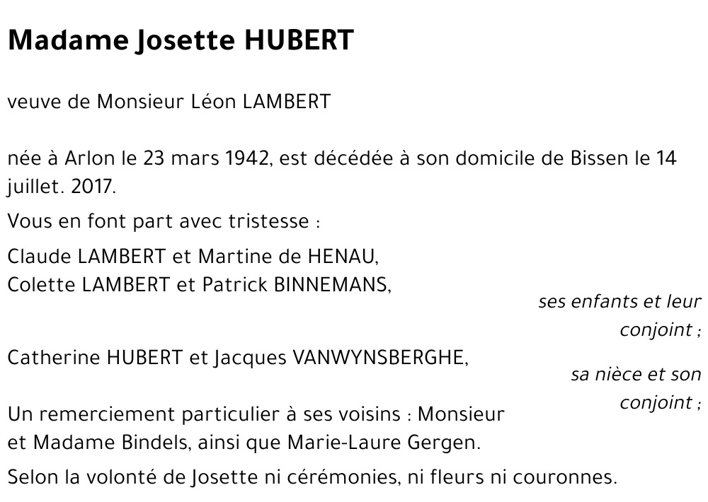 Josette HUBERT
