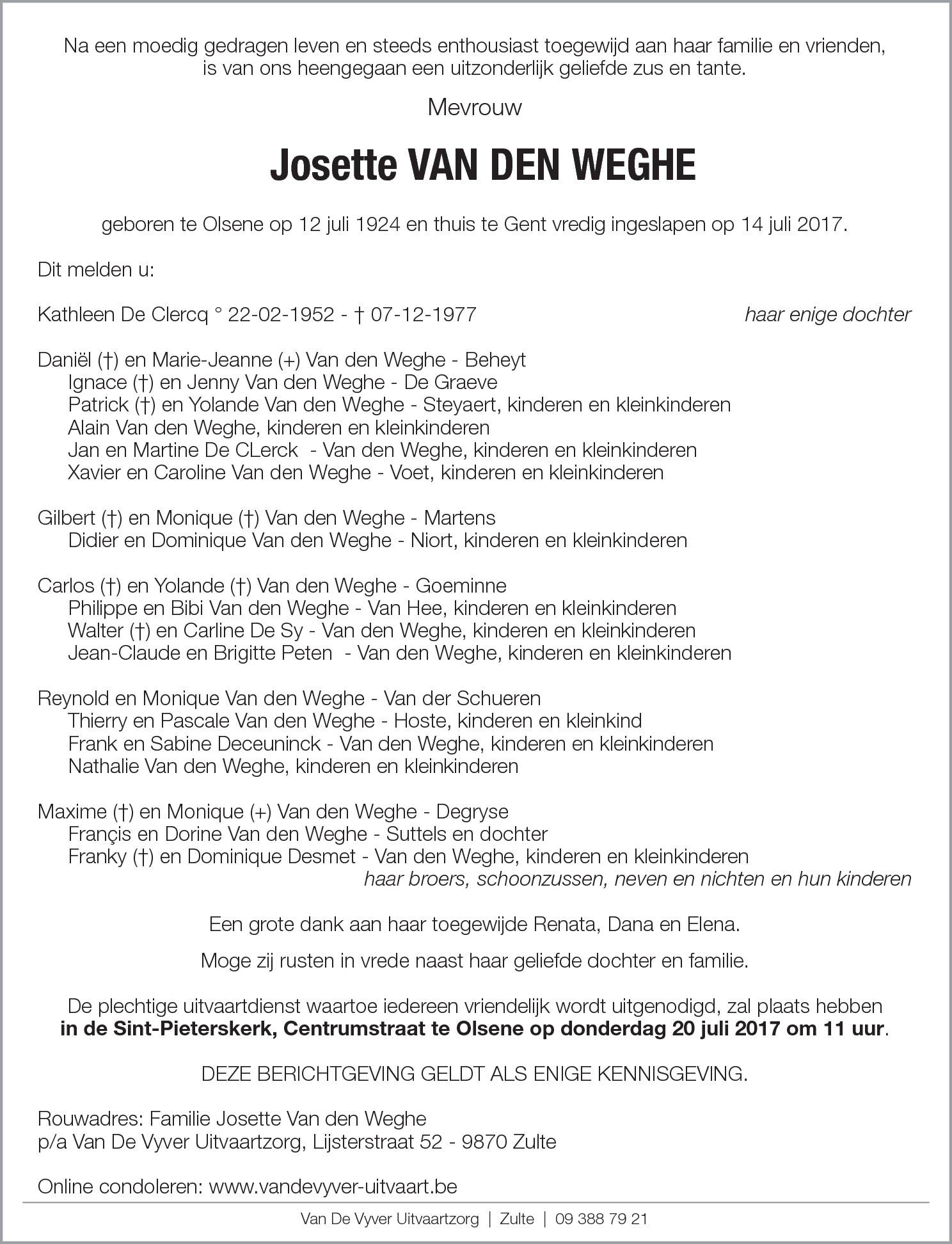 Josette Van den Weghe