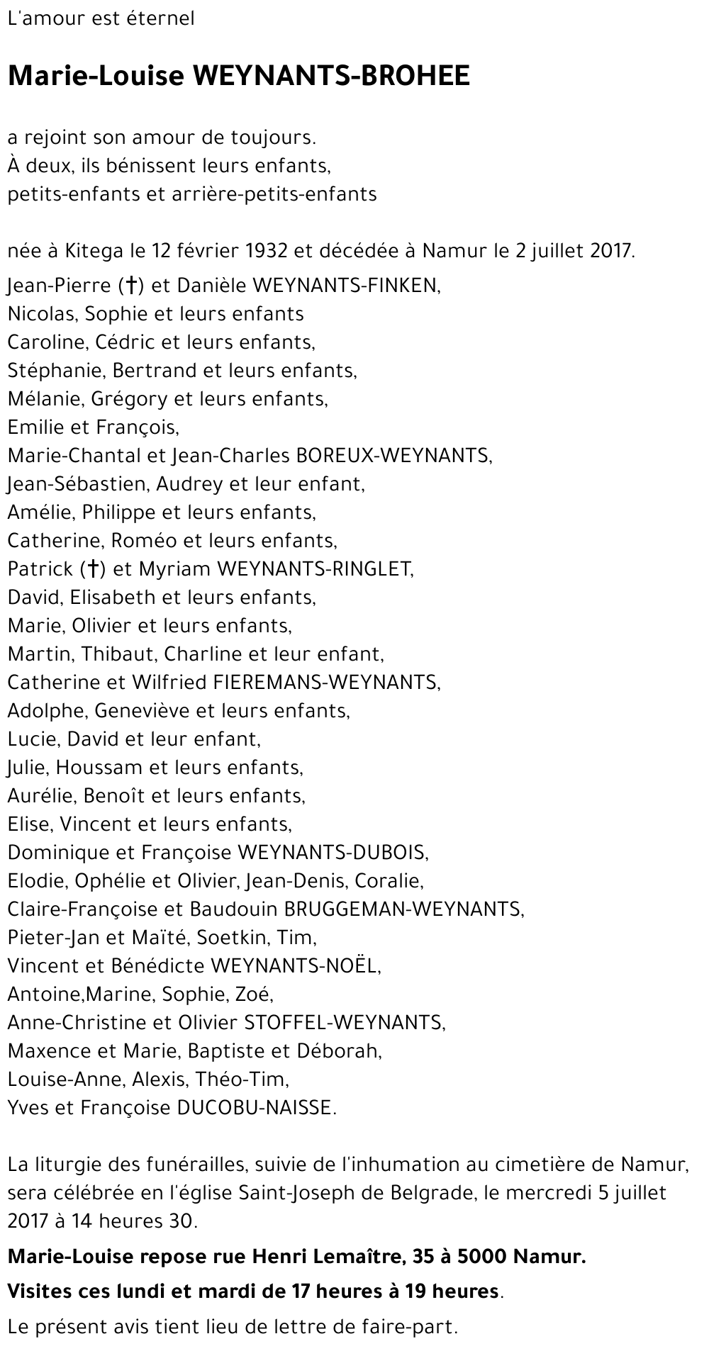 Marie-Louise WEYNANTS - BROHEE