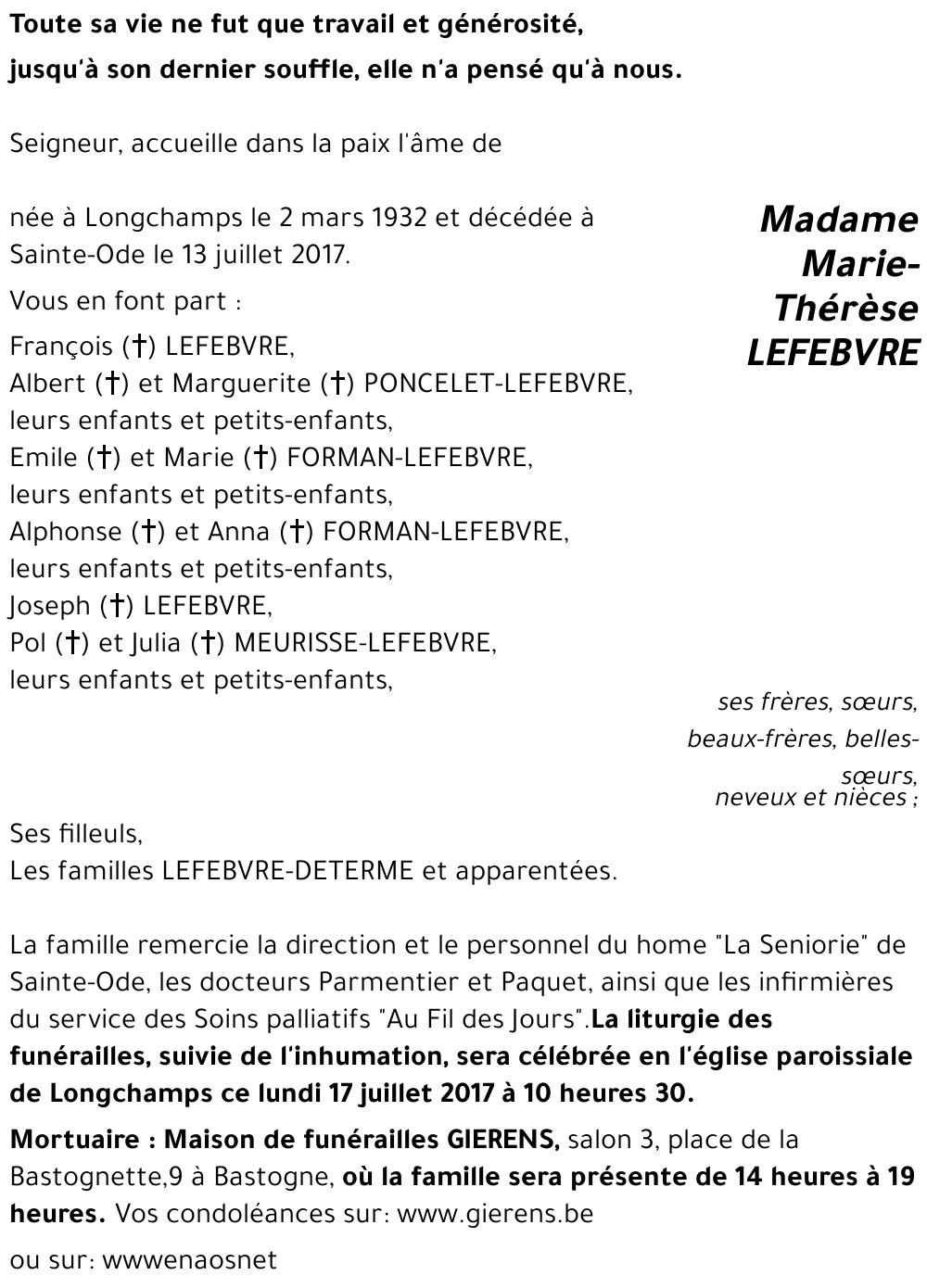 Marie-Thérèse LEFEBVRE