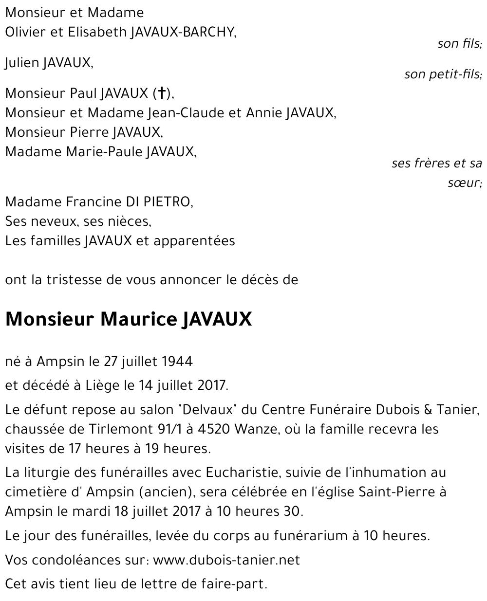 Maurice JAVAUX