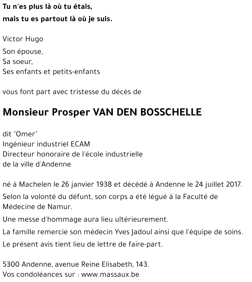 Prosper VAN DEN BOSSCHELLE