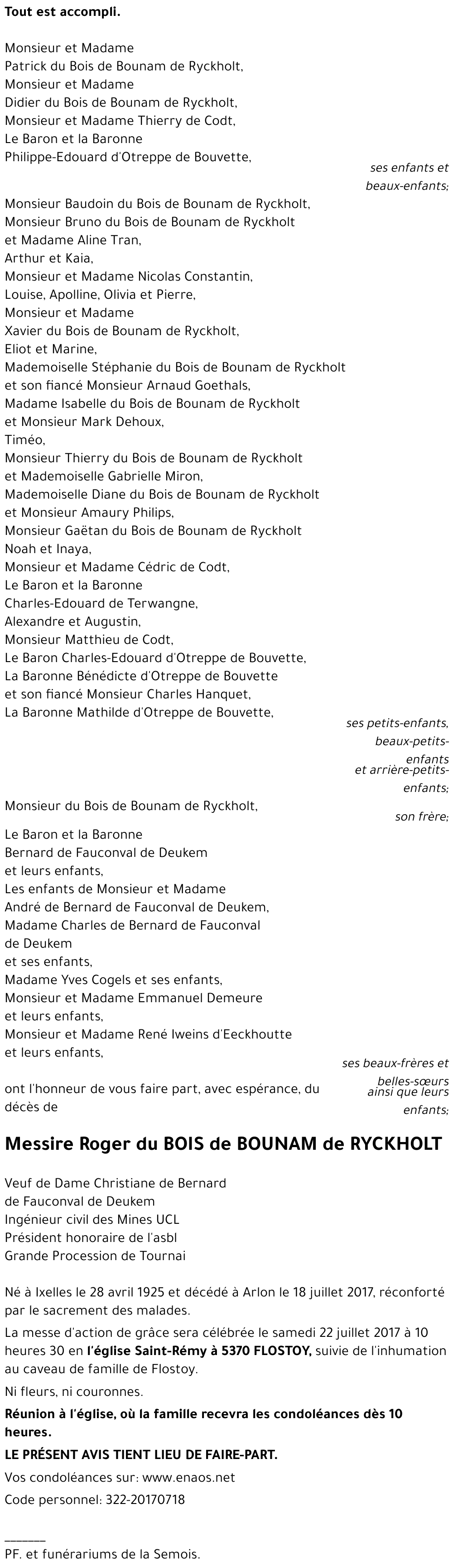 Roger du BOIS de BOUNAM de RYCKHOLT