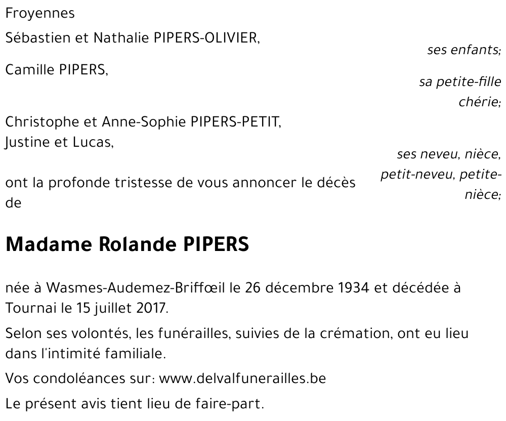 Rolande PIPERS