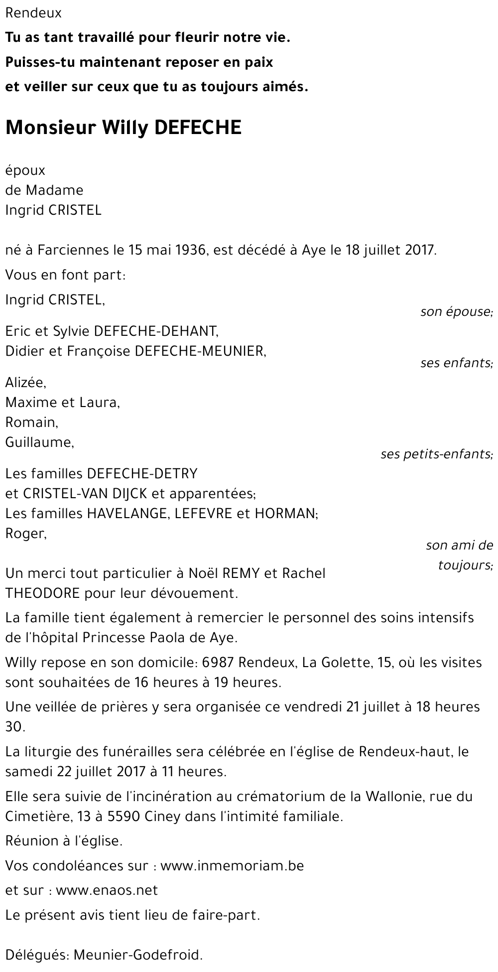 willy DEFECHE