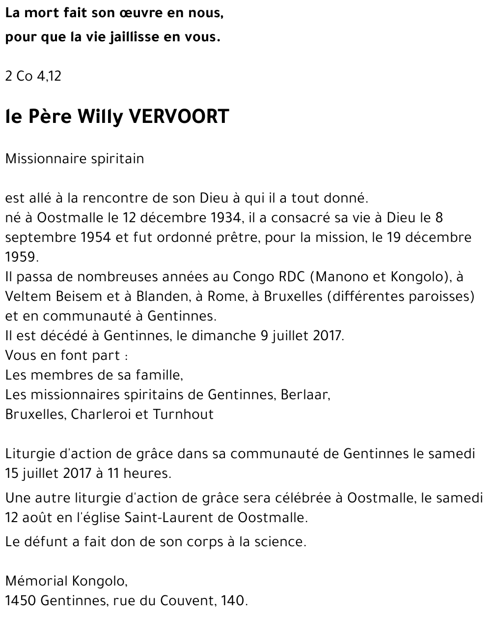 Willy VERVOORT