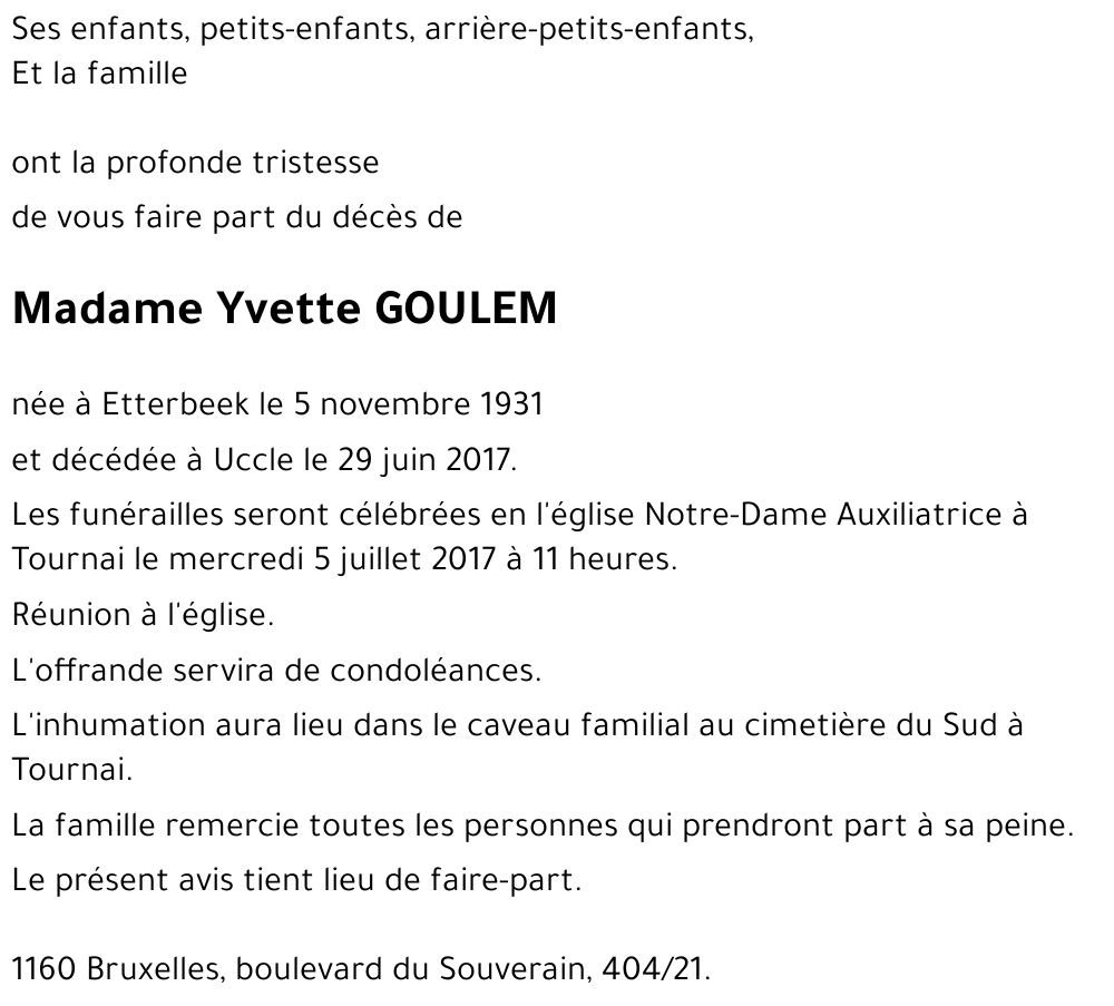 Yvette GOULEM