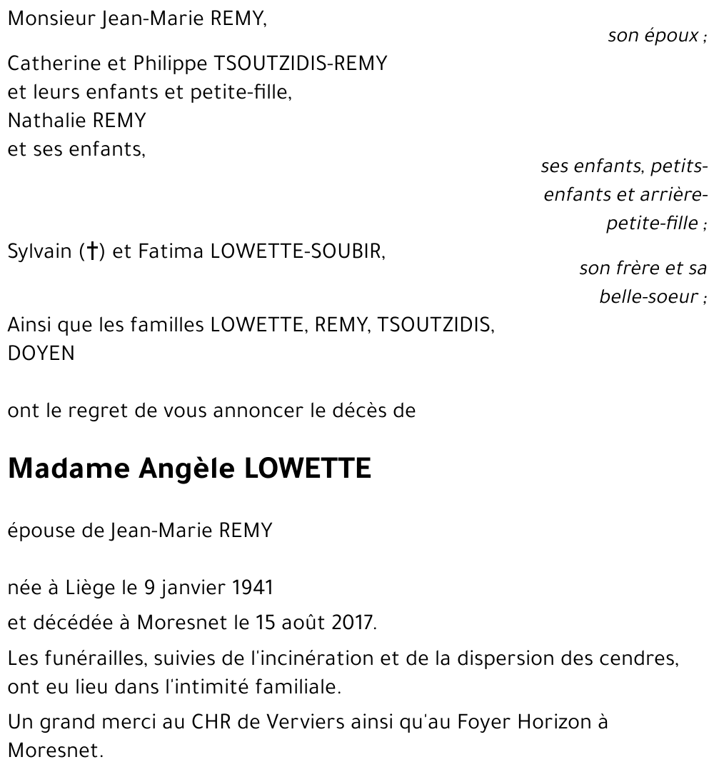 Angèle LOWETTE