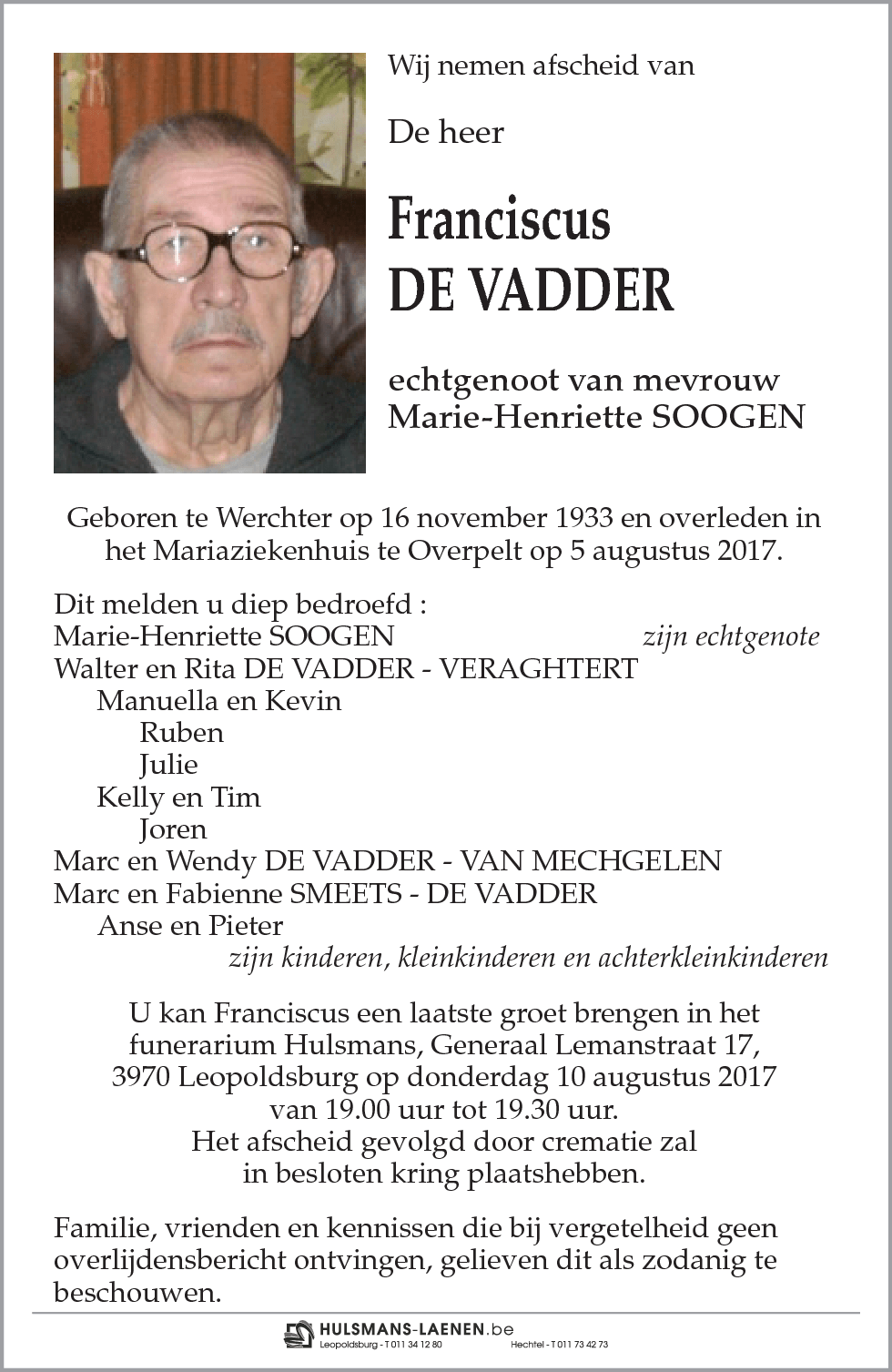 Franciscus De Vadder