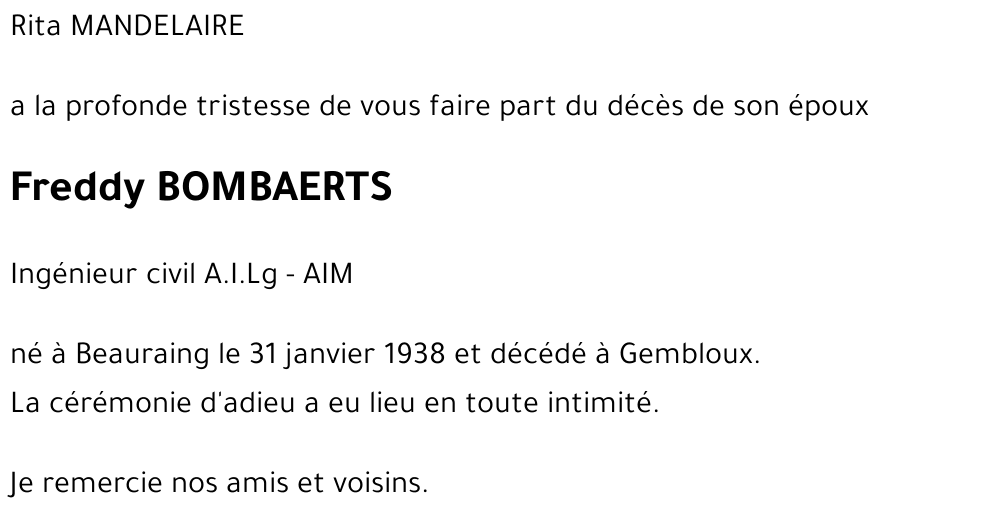 Freddy BOMBAERTS