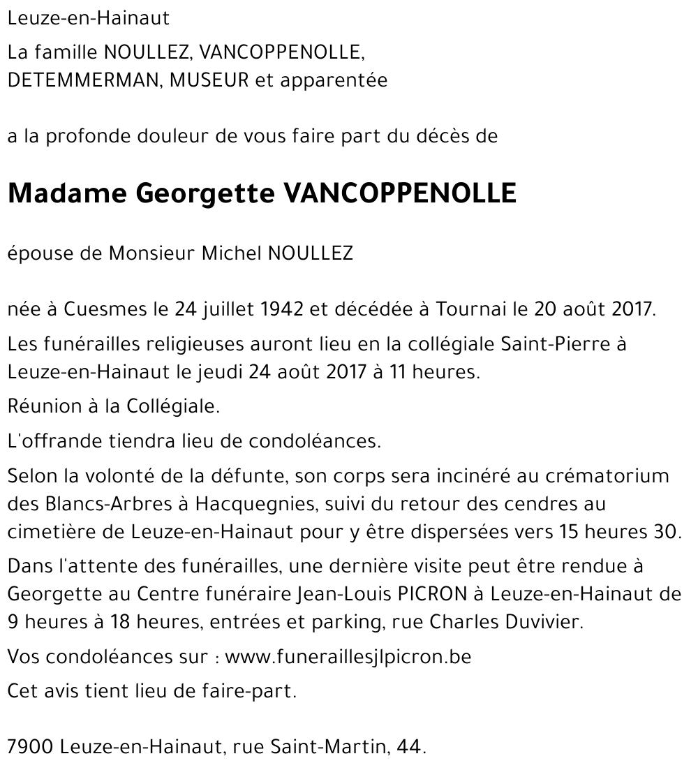 Georgette VANCOPPENOLLE