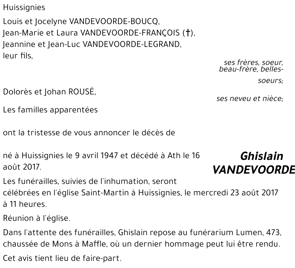 Ghislain VANDEVOORDE