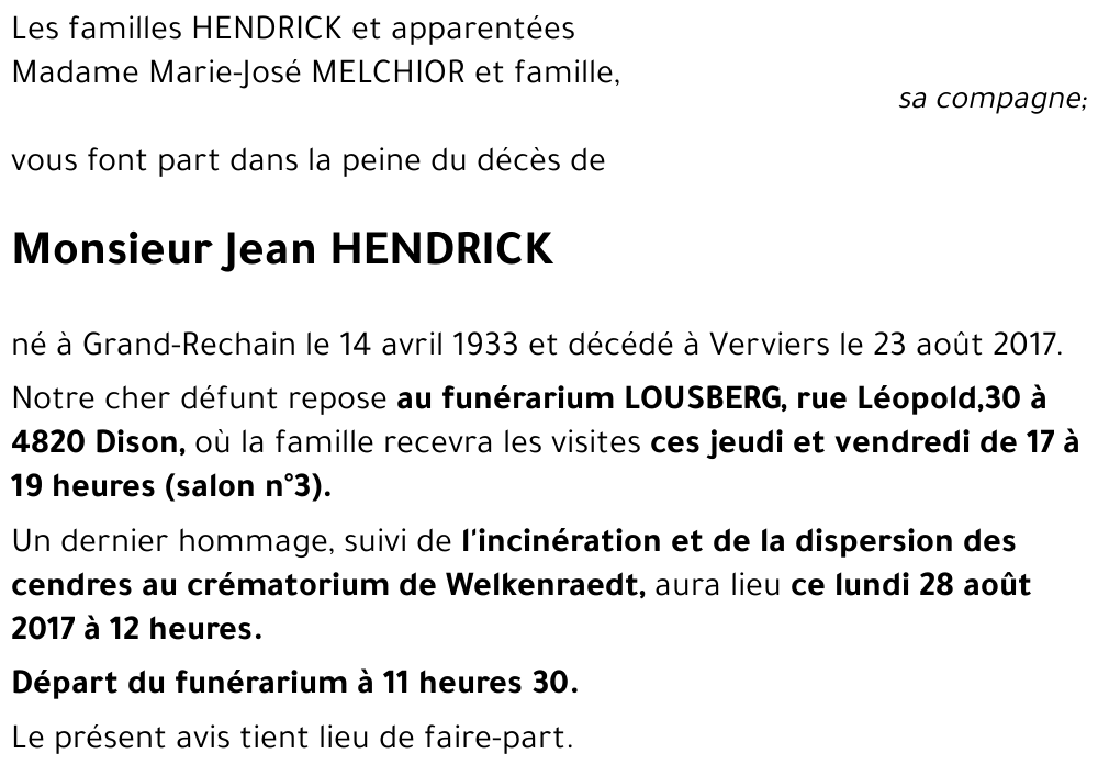 Jean HENDRICK