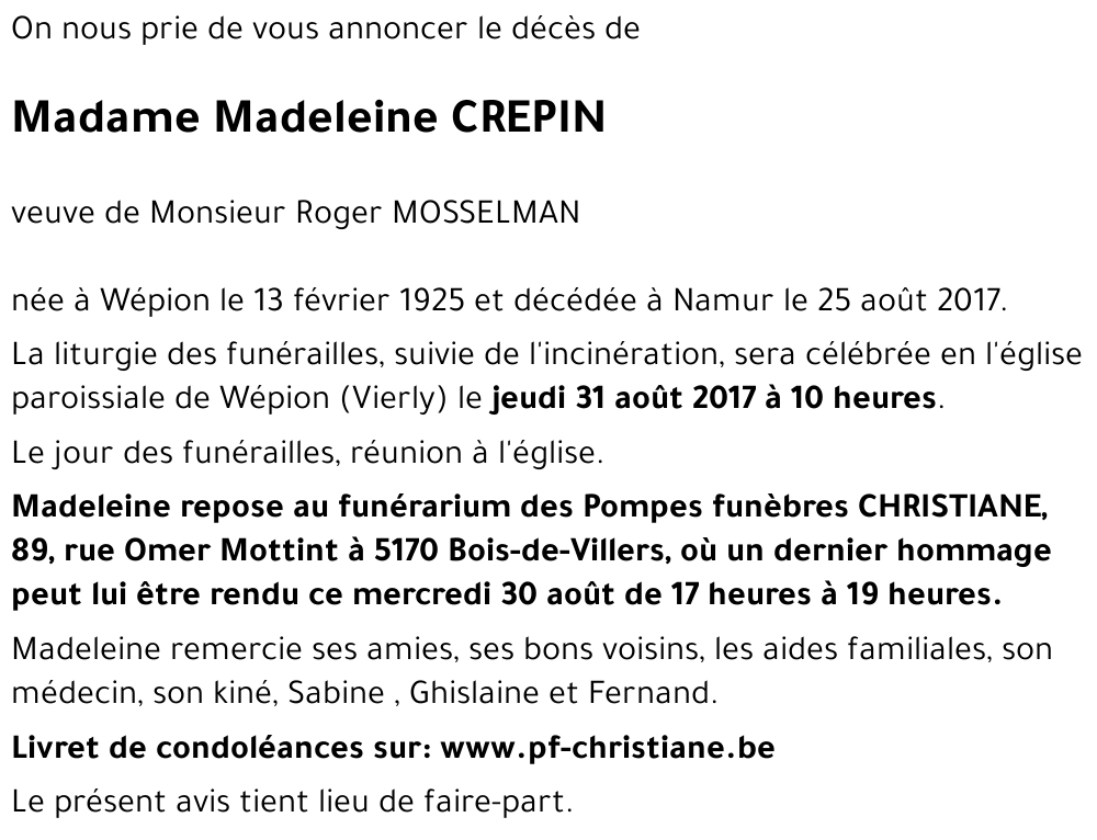 Madeleine CREPIN