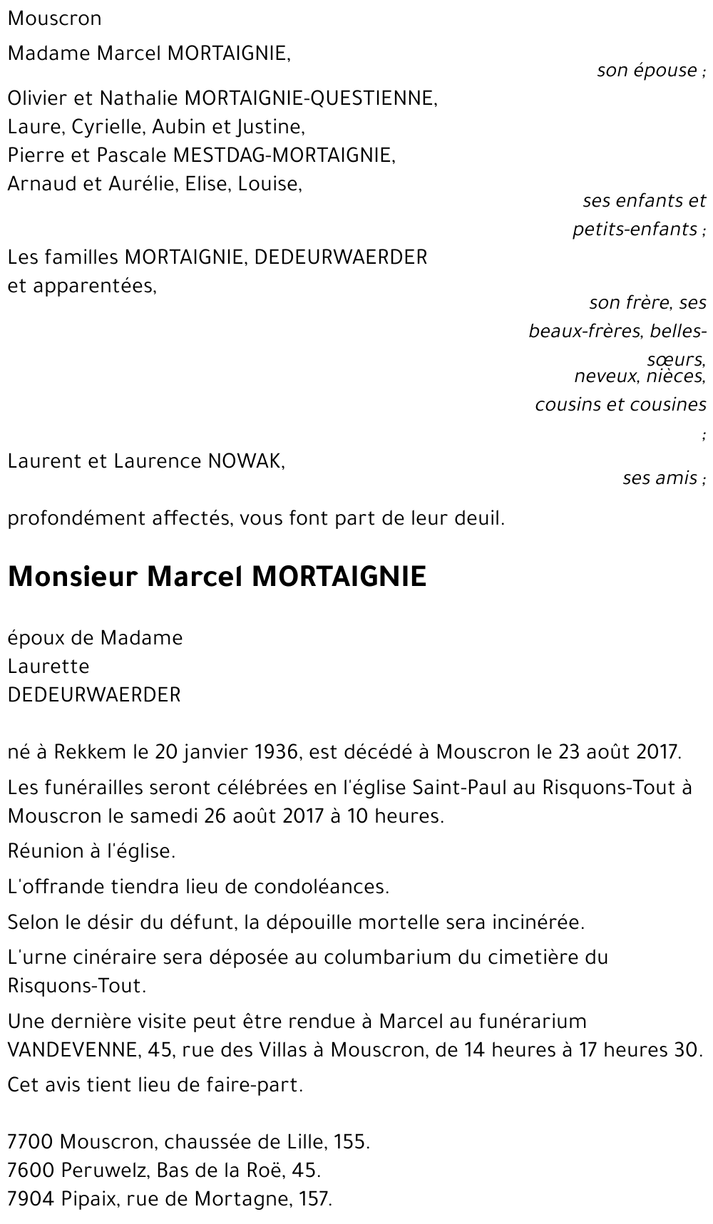 Marcel MORTAIGNIE