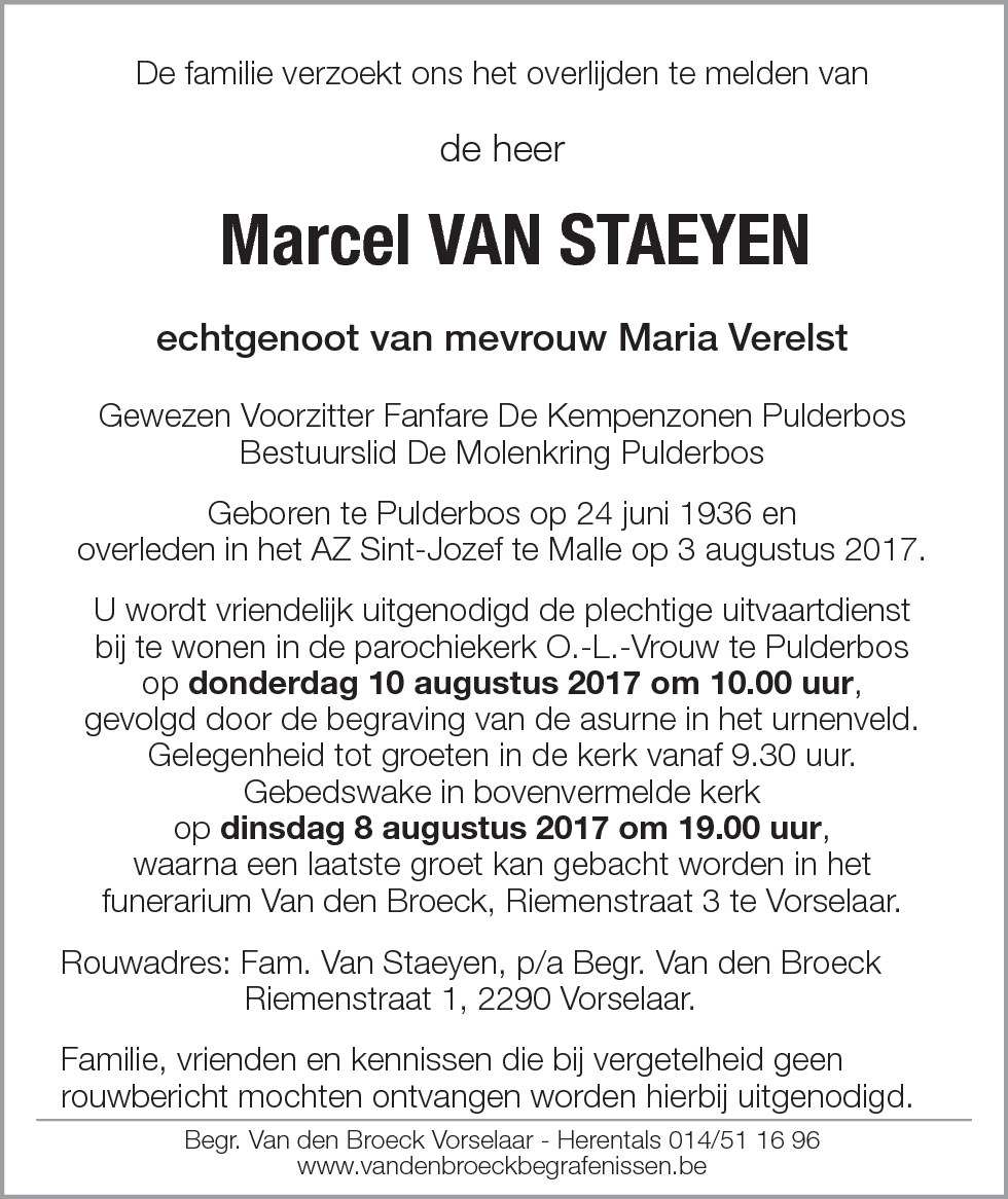 Marcel Van Staeyen