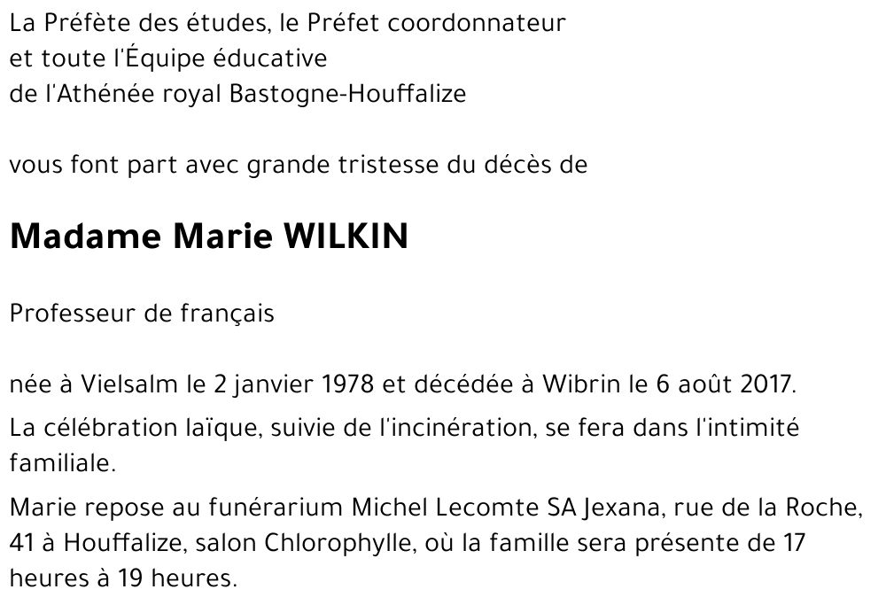 Marie WILKIN