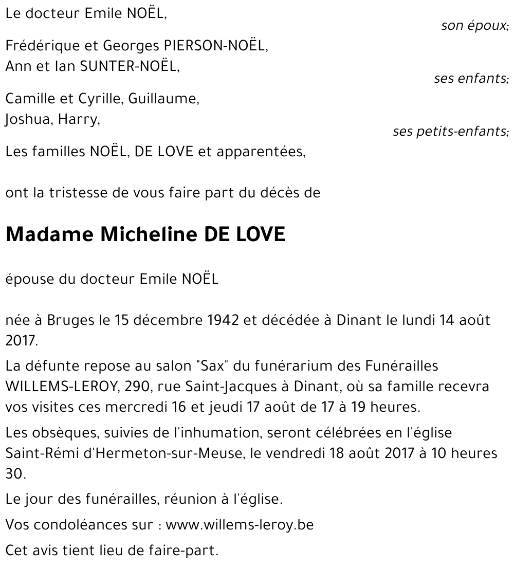 Micheline DE LOVE
